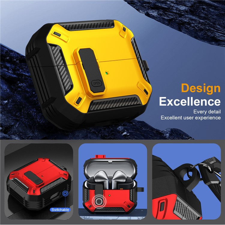 For Samsung Galaxy Buds3 / Galaxy Buds3 Pro TPU + PC Earphone Protective Case Earbud Charging Box Drop-Proof Cover with Carabiner - Red