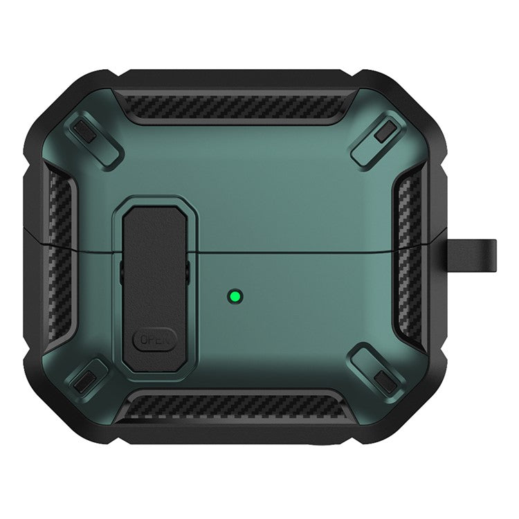 For Samsung Galaxy Buds3 / Galaxy Buds3 Pro TPU + PC Earphone Protective Case Earbud Charging Box Drop-proof Cover with Carabiner - Green