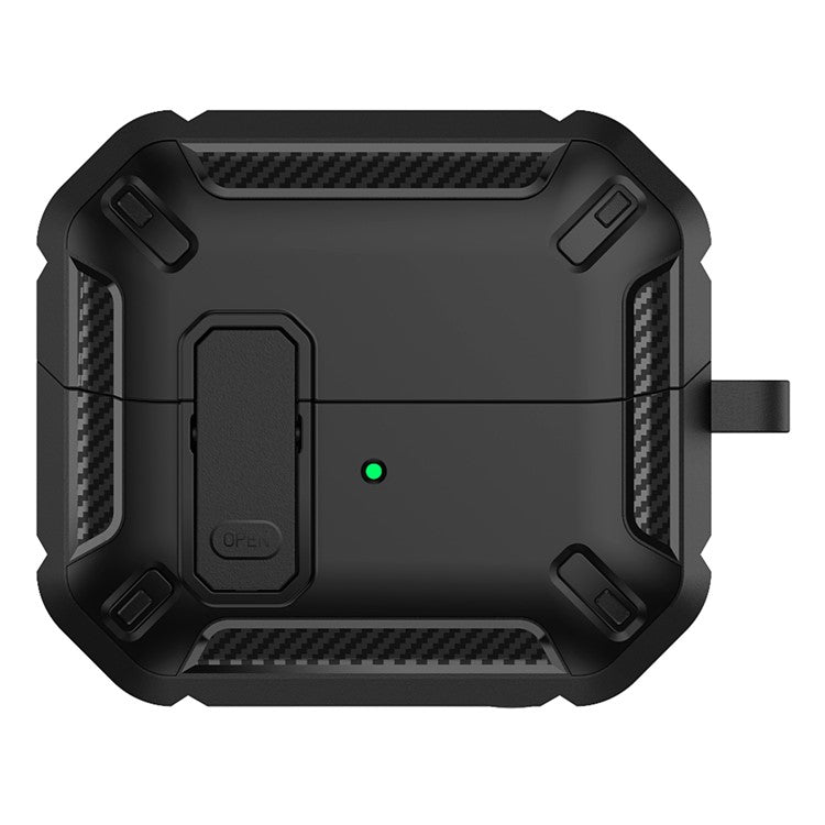 For Samsung Galaxy Buds3 / Galaxy Buds3 Pro TPU + PC Earphone Protective Case Earbud Charging Box Drop-proof Cover with Carabiner - Black