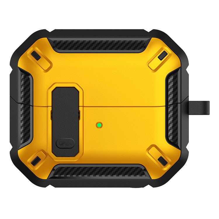 For Samsung Galaxy Buds3 / Galaxy Buds3 Pro TPU + PC Earphone Protective Case Earbud Charging Box Drop-proof Cover with Carabiner - Yellow