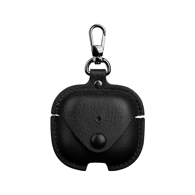 For AirPods 4 Charging Case Cover PU Leather+PC Earbuds Protective Case - Black
