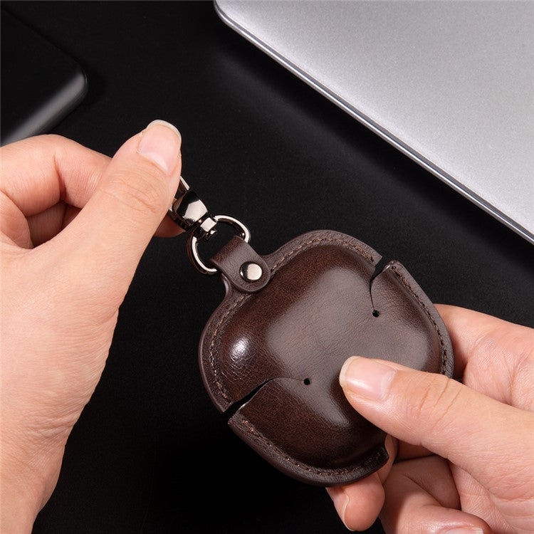 For AirPods 4 Charging Case Cover PU Leather+PC Earbuds Protective Case - Dark Brown