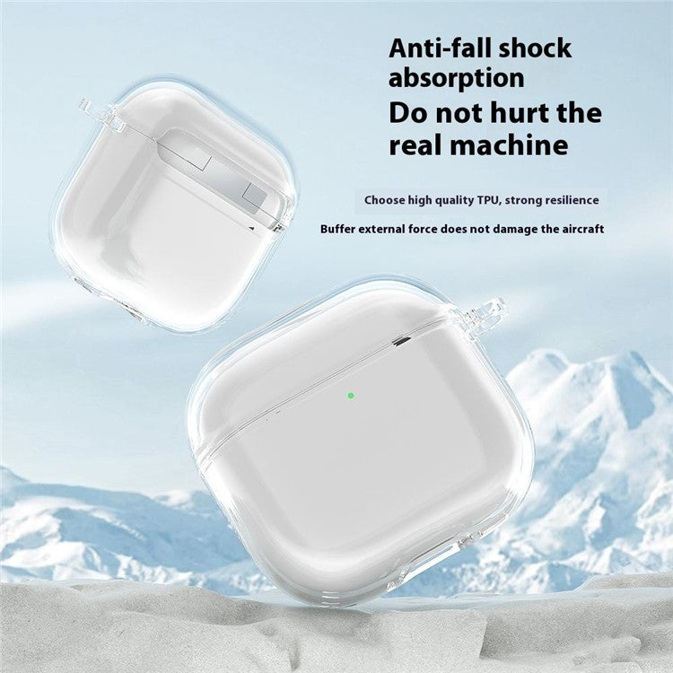 For AirPods 4 Earphone Case TPU Shockproof Clear Protective Cover with Keychain
