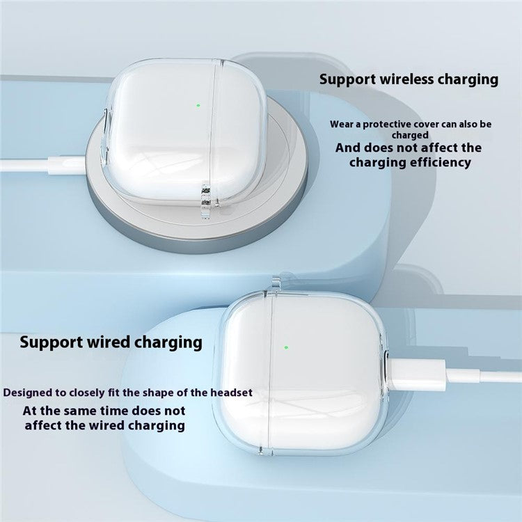 For AirPods 4 Earphone Case TPU Shockproof Clear Protective Cover with Keychain