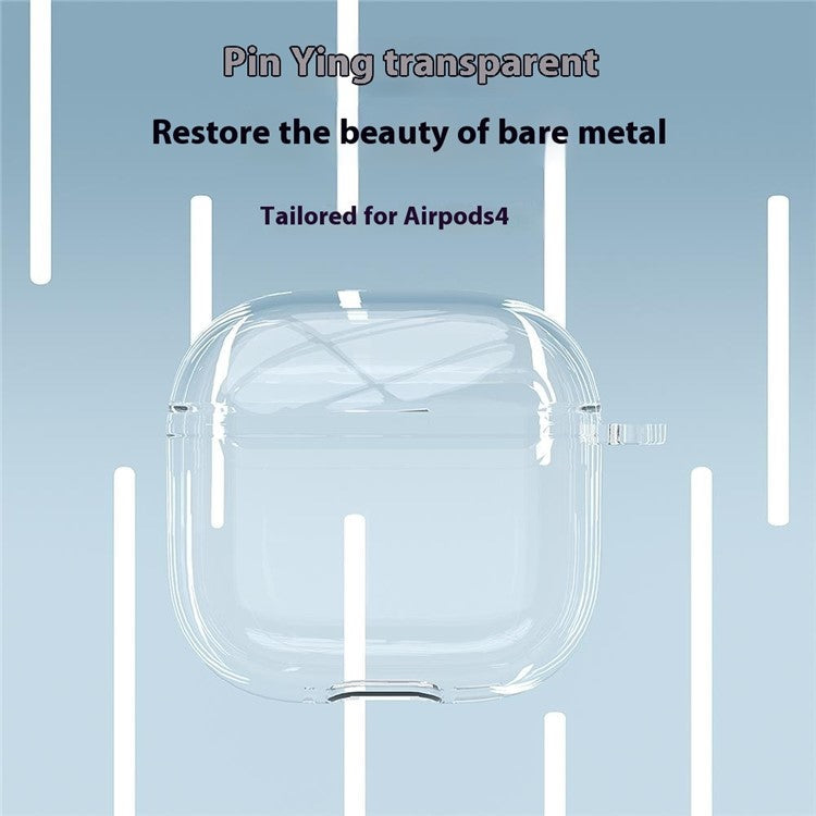 For AirPods 4 Earphone Case TPU Shockproof Clear Protective Cover with Keychain