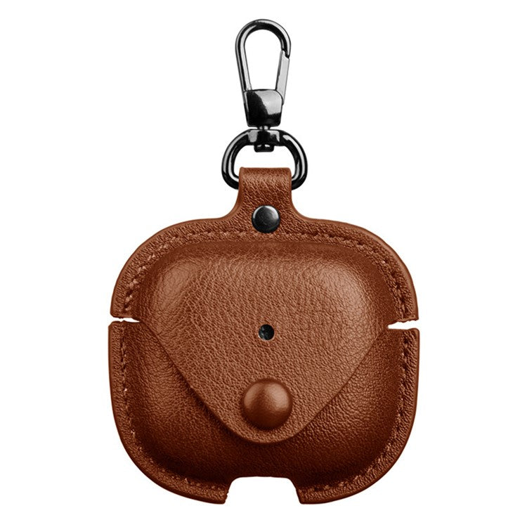 For AirPods 4 Charging Case Cover Leather+PC Earbuds Protective Case - Light Brown