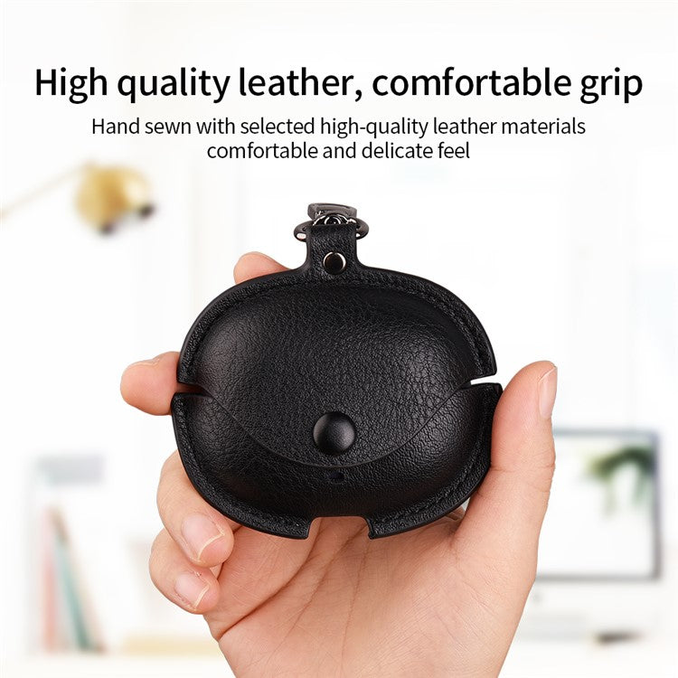 For Realme Buds Air 5 Pro Charging Case Cover Leather+PC Earbuds Protective Case - Black