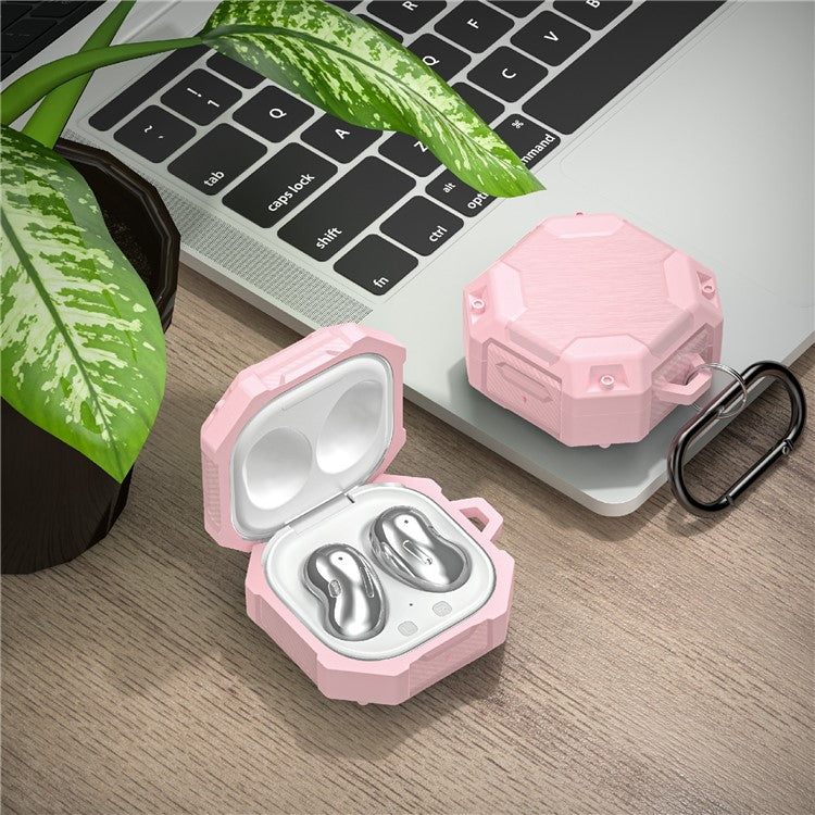 For Samsung Galaxy Buds Live / Buds Pro / Buds2 Case Bluetooth Earbuds TPU Cover with Hook - Pink