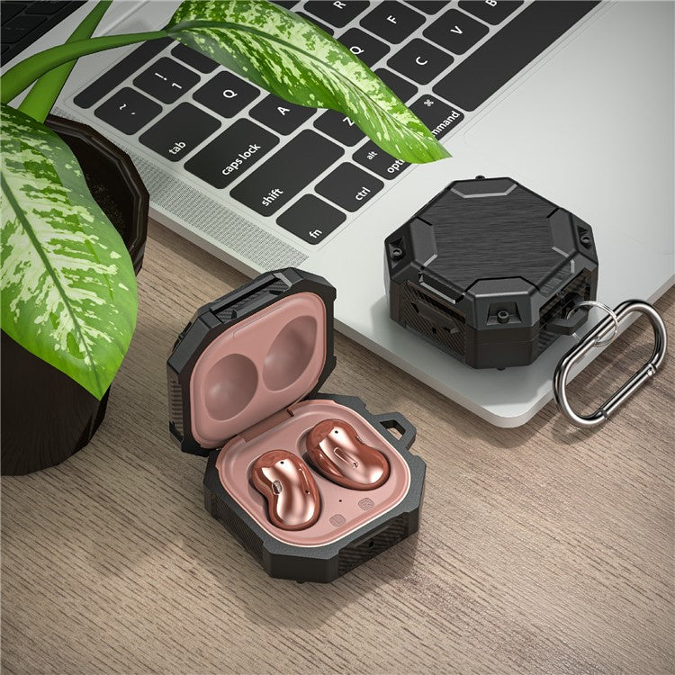 For Samsung Galaxy Buds Live / Buds Pro / Buds2 Case Bluetooth Earbuds TPU Cover with Hook - Black