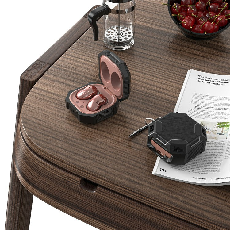 For Samsung Galaxy Buds Live / Buds Pro / Buds2 Case Bluetooth Earbuds TPU Cover with Hook - Black