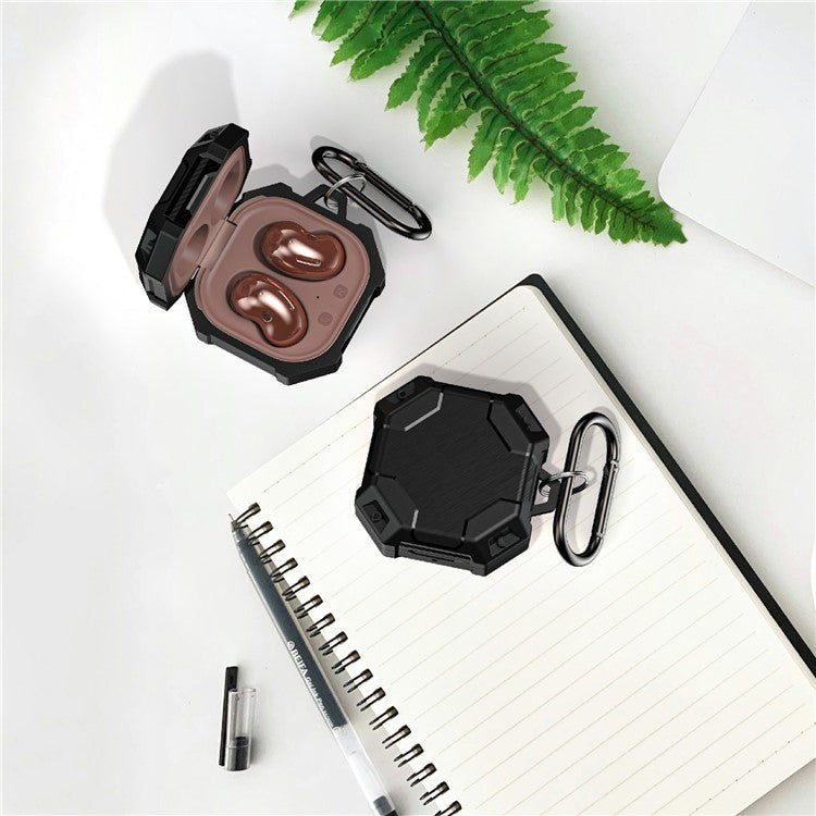 For Samsung Galaxy Buds Live / Buds Pro / Buds2 Case Bluetooth Earbuds TPU Cover with Hook - Black