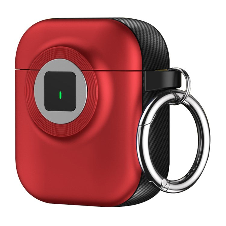 For Apple AirPods with Wireless Charging Case (2019) / AirPods with Charging Case (2019) / (2016) Case PC+TPU Cover with Carabiner - Red