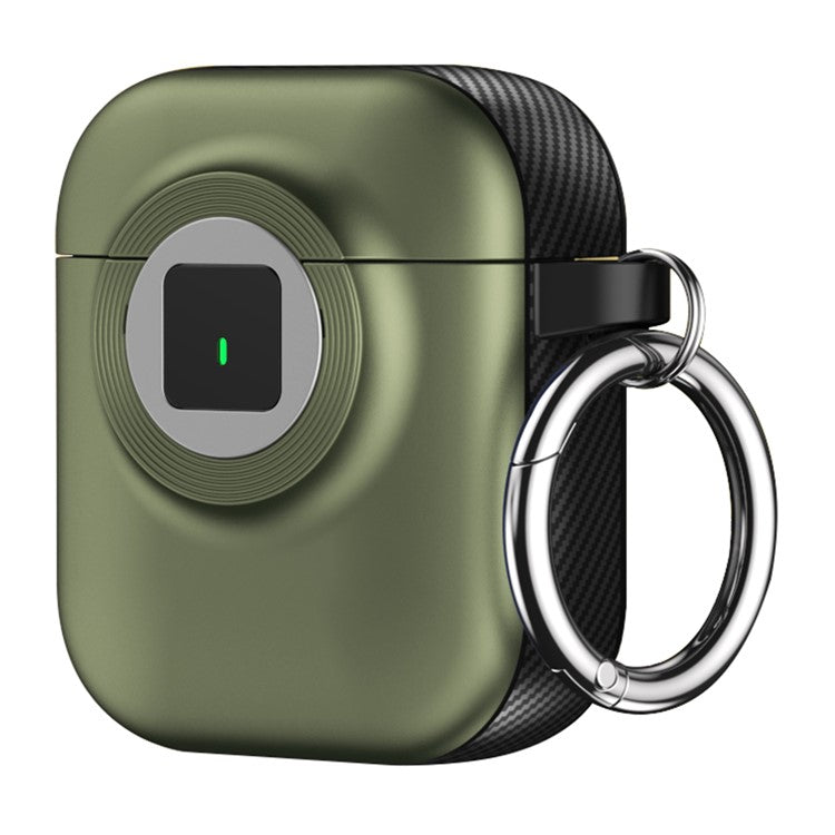 For Apple AirPods with Wireless Charging Case (2019) / AirPods with Charging Case (2019) / (2016) Case PC+TPU Cover with Carabiner - Green