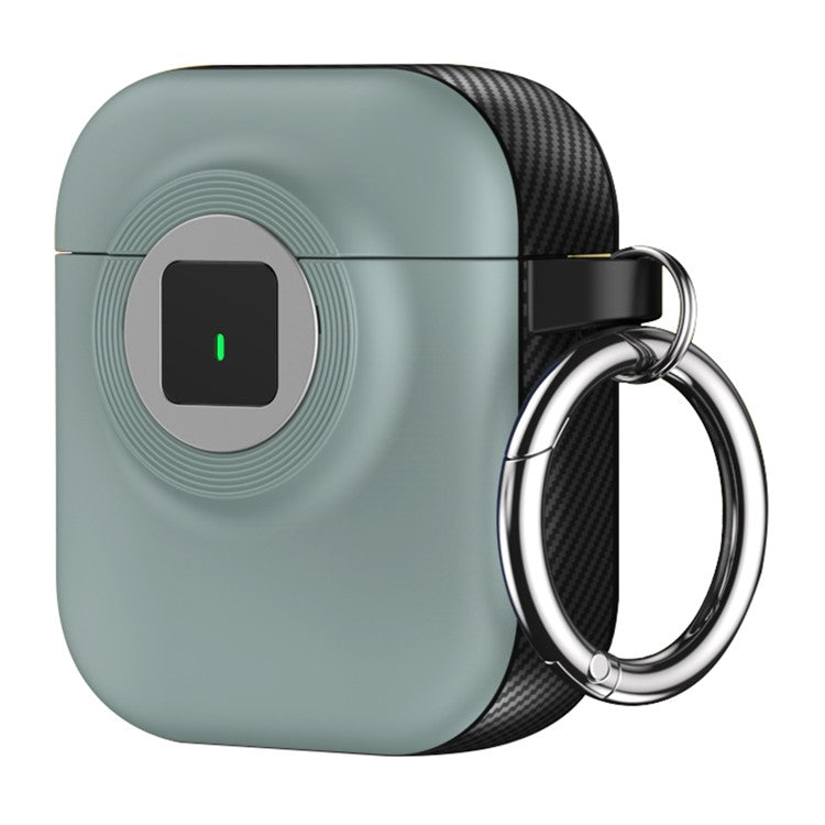 For Apple AirPods with Wireless Charging Case (2019) / AirPods with Charging Case (2019) / (2016) Case PC+TPU Cover with Carabiner - Light Green