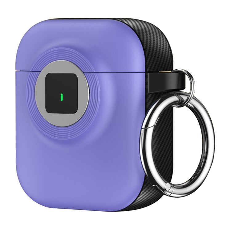 For Apple AirPods with Wireless Charging Case (2019) / AirPods with Charging Case (2019) / (2016) Case PC+TPU Cover with Carabiner - Purple