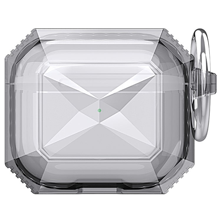 For AirPods 4 Charging Case Cover Contrast Color Bluetooth Earbuds TPU Case with Buckle - Transparent Black