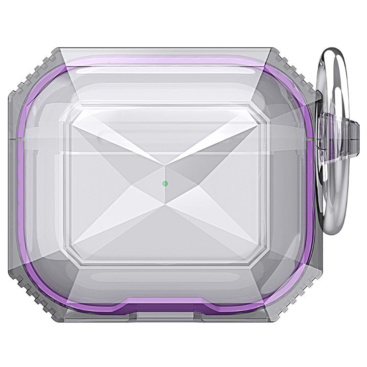 For AirPods 4 Charging Case Cover Contrast Color Bluetooth Earbuds TPU Case with Buckle - Purple