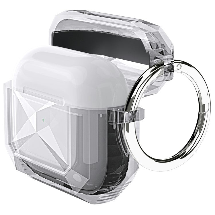 For AirPods 4 Charging Case Cover Contrast Color Bluetooth Earbuds TPU Case with Buckle - Purple