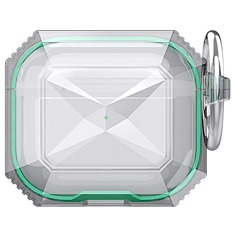 For AirPods 4 Charging Case Cover Contrast Color Bluetooth Earbuds TPU Case with Buckle - Green