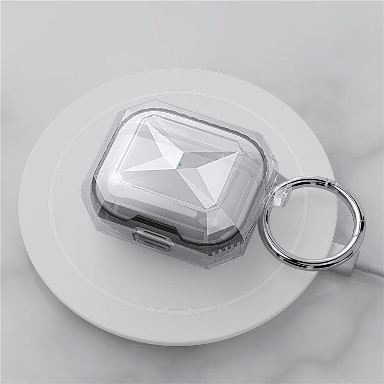 For AirPods 4 Charging Case Cover Contrast Color Bluetooth Earbuds TPU Case with Buckle - Green