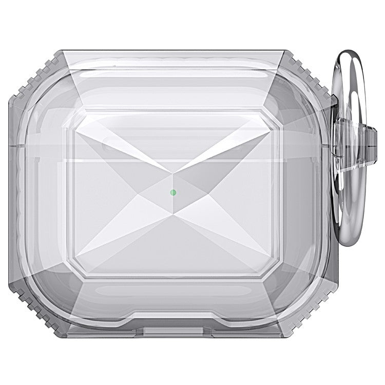 For AirPods 4 Charging Case Cover Contrast Color Bluetooth Earbuds TPU Case with Buckle - Transparent