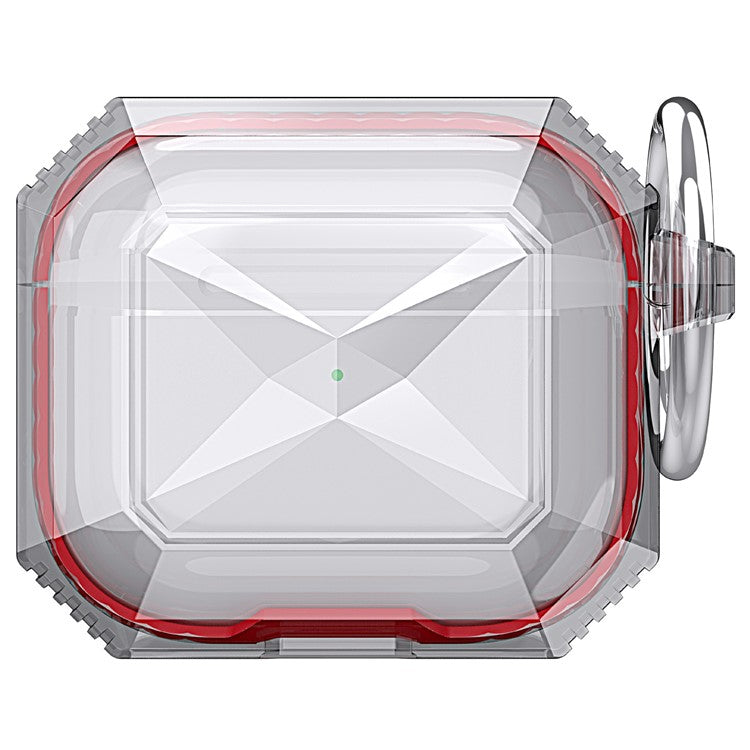 For AirPods 4 Charging Case Cover Contrast Color Bluetooth Earbuds TPU Case with Buckle - Red