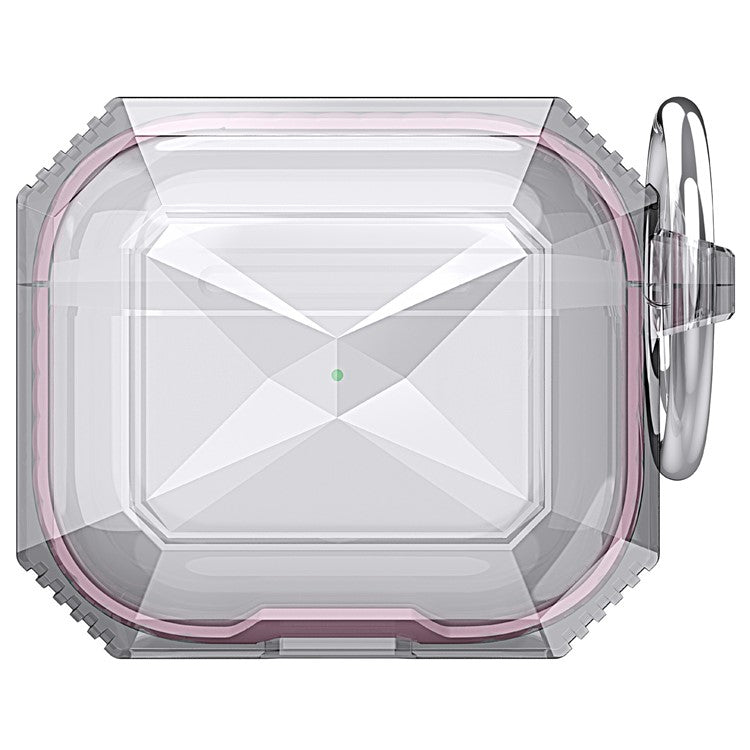 For AirPods 4 Charging Case Cover Contrast Color Bluetooth Earbuds TPU Case with Buckle - Rose Pink