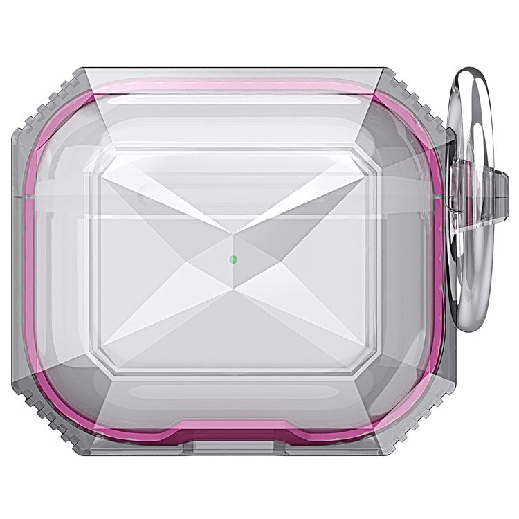 For AirPods 4 Charging Case Cover Contrast Color Bluetooth Earbuds TPU Case with Buckle - Pink