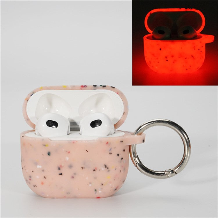 For AirPods 4 Case Bluetooth Earphone Degradable TPU Case Luminous Earbud Protective Cover with Buckle - Pink