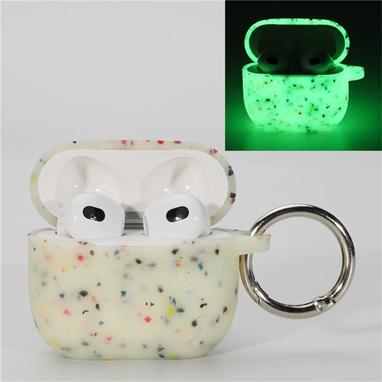 For AirPods 4 Case Bluetooth Earphone Degradable TPU Case Luminous Earbud Protective Cover with Buckle - Green