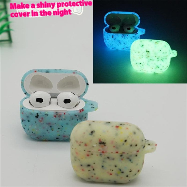 For AirPods 4 Case Bluetooth Earphone Degradable TPU Case Luminous Earbud Protective Cover with Buckle - Green