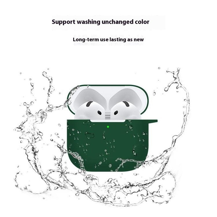 For Apple AirPods 4 Silicone Case Bluetooth Earphones Protective Sleeve with Hook - Blackish Green