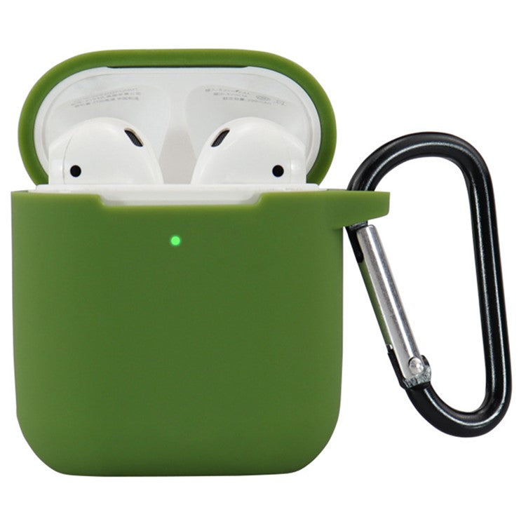 For Apple AirPods 4 Silicone Case Bluetooth Earphones Protective Sleeve with Hook - Green