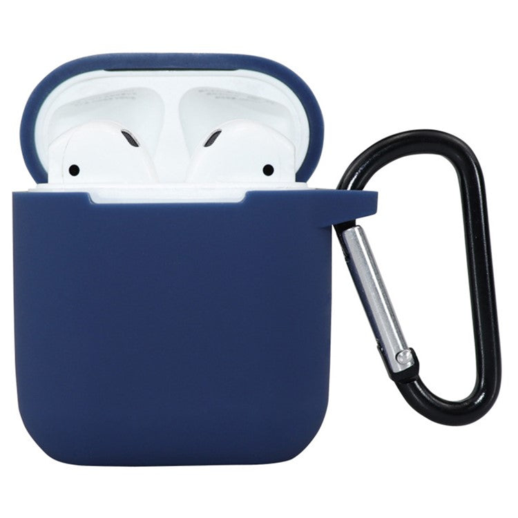 For Apple AirPods 4 Silicone Case Bluetooth Earphones Protective Sleeve with Hook - Blue