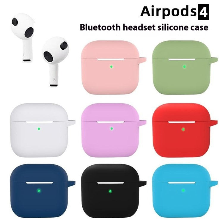 For Apple AirPods 4 Silicone Case Bluetooth Earphones Integrate Protective Sleeve with Hook - Grey Blue