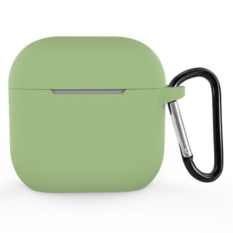 For Apple AirPods 4 Silicone Case Bluetooth Earphones Integrate Protective Sleeve with Hook - Matcha Green