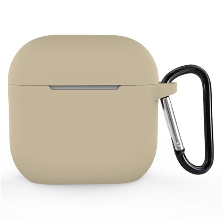 For Apple AirPods 4 Silicone Case Bluetooth Earphones Integrate Protective Sleeve with Hook - Light Brown