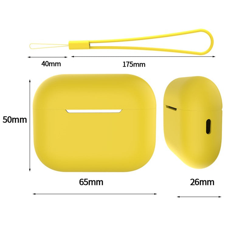 For AirPods Pro 2 Case Bluetooth Earphone Solid Color Silicone Cover with Lanyard - Blue