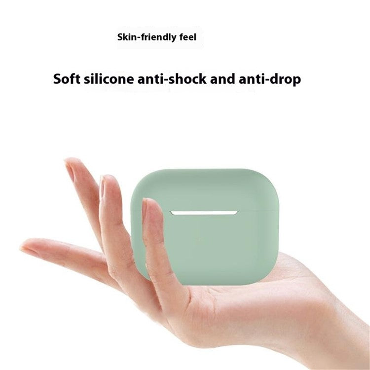 For AirPods Pro 2 Case Bluetooth Earphone Solid Color Silicone Cover with Lanyard - Light Green