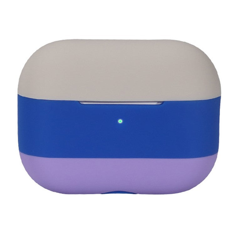 For AirPods Pro 2 Silicone Case Contrast Color Bluetooth Earphone Cover - Apricot+Blue+Violet