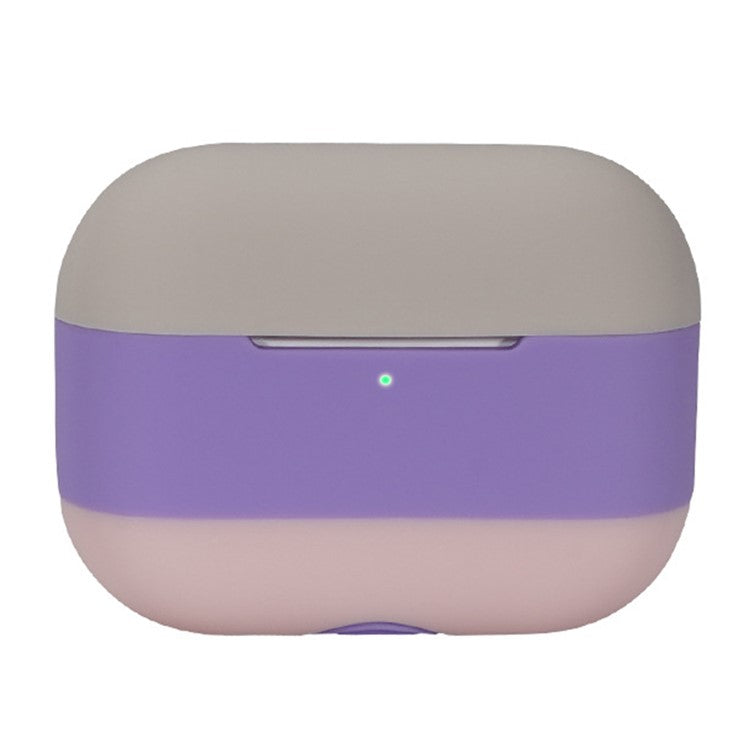 For AirPods Pro 2 Silicone Case Contrast Color Bluetooth Earphone Cover - Apricot+Violet+Pink