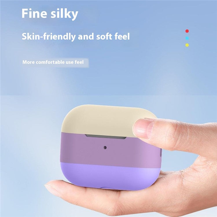 For AirPods Pro 2 Silicone Case Contrast Color Bluetooth Earphone Cover - Apricot+Violet+Pink