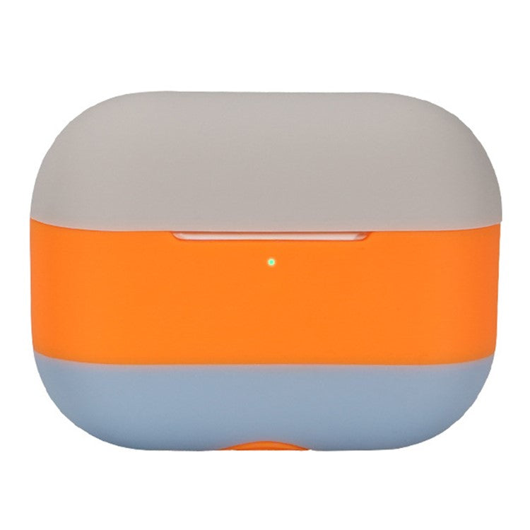 For AirPods Pro 2 Silicone Case Contrast Color Bluetooth Earphone Cover - Apricot+Orange+Denim Blue