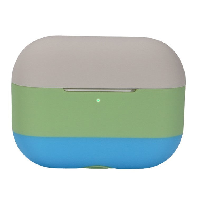 For AirPods Pro 2 Silicone Case Contrast Color Bluetooth Earphone Cover - Apricot+Matcha Green+Sky Blue