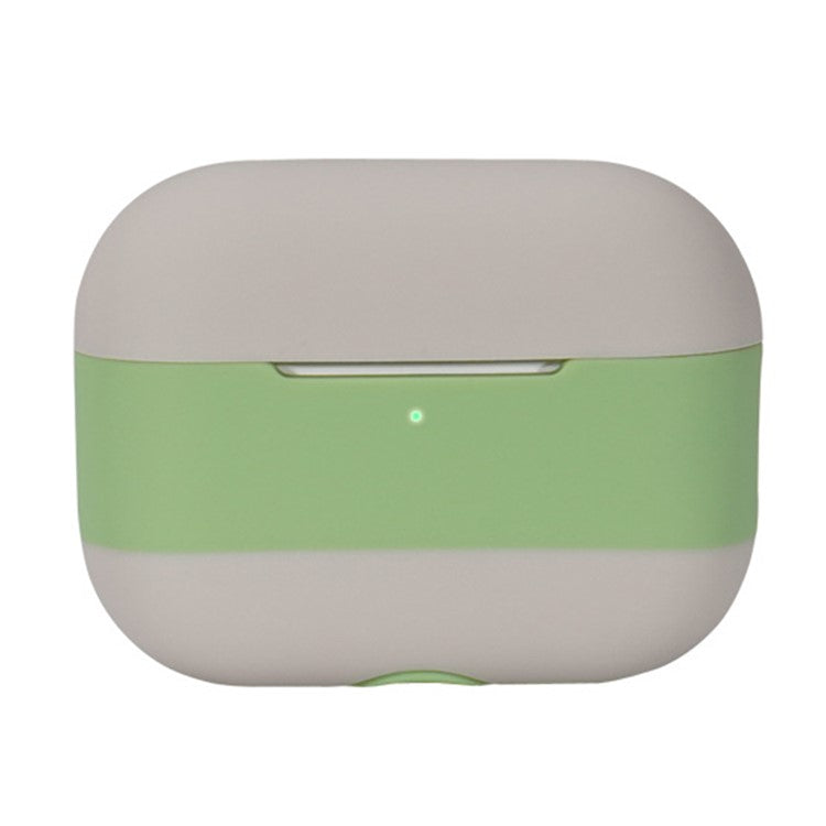 For AirPods Pro 2 Silicone Case Contrast Color Bluetooth Earphone Cover - Apricot+Matcha Green+Apricot