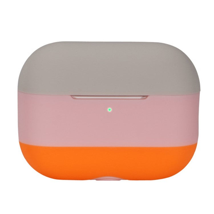 For AirPods Pro 2 Silicone Case Contrast Color Bluetooth Earphone Cover - Apricot+Pink+Orange