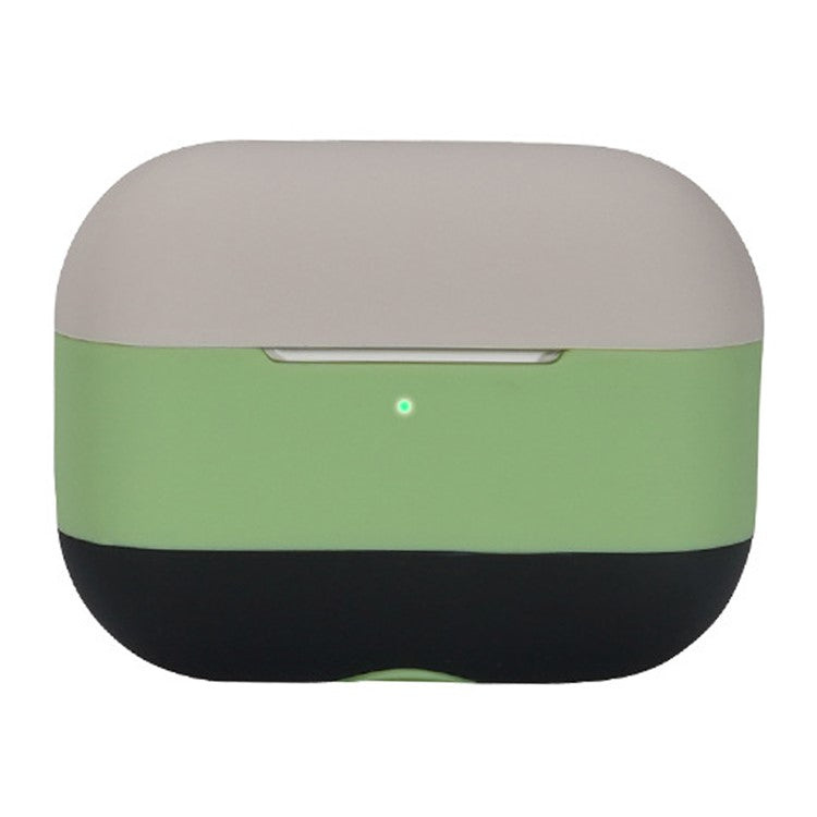 For AirPods Pro 2 Silicone Case Contrast Color Bluetooth Earphone Cover - Apricot+Matcha Green+Black