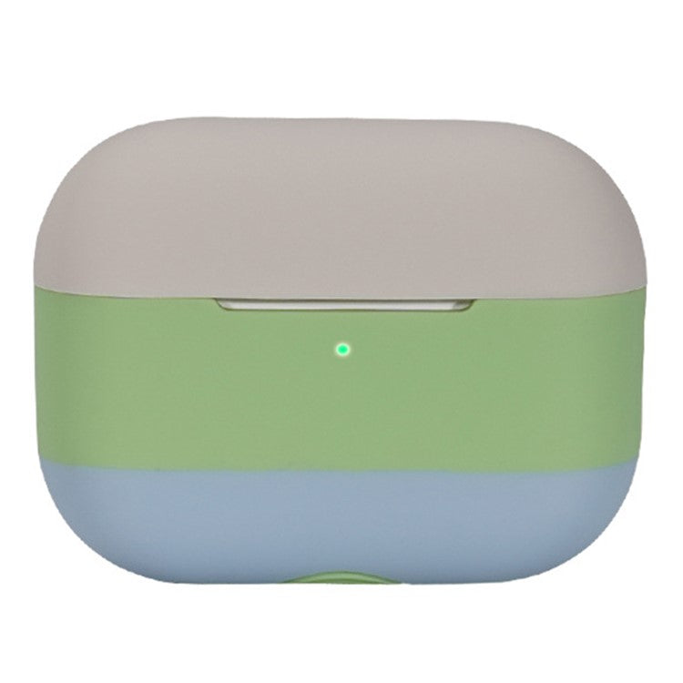 For AirPods Pro 2 Silicone Case Contrast Color Bluetooth Earphone Cover - Apricot+Matcha Green+Denim Blue