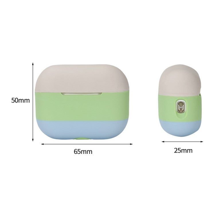 For AirPods Pro 2 Silicone Case Contrast Color Bluetooth Earphone Cover - Apricot+Lake Green+Milk Tea