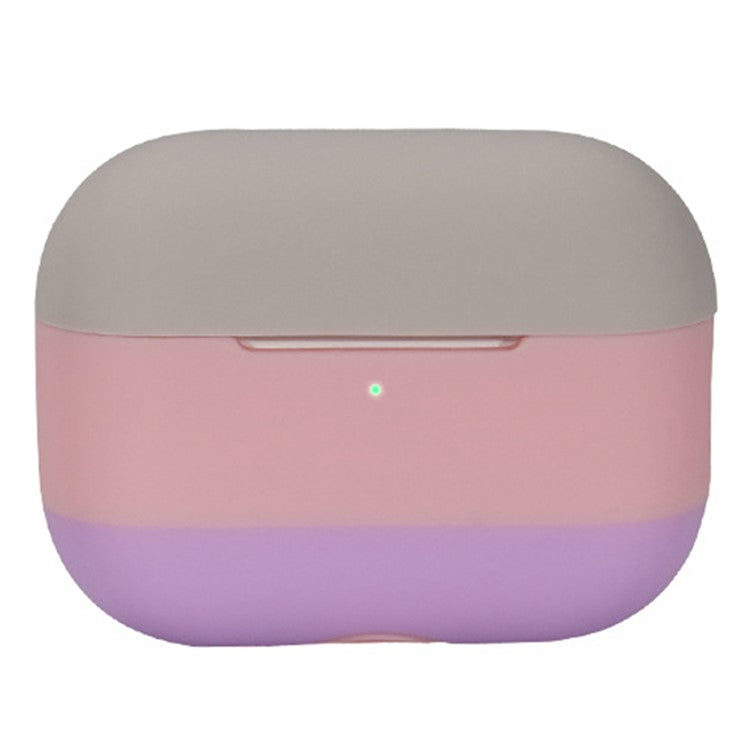 For AirPods Pro 2 Silicone Case Contrast Color Bluetooth Earphone Cover - Apricot+Pink+Light Purple